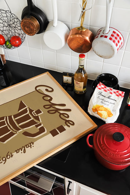 Coffee Poster, Kitchen Art, Kitchen Poster, Kitchen Print, Moka Pot, Modern Kitchen Decor, Retro Poster, Exhibition Poster, Coffee Wall Art