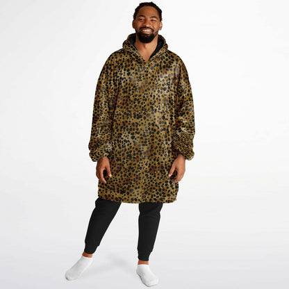 Unisex Cute leopard Print Snug Hoodie,Printed Hooded Blanket with Sleeves, Lounge Wear, All Over Print Hoodie, Birthday Gift,Christmas Gifts