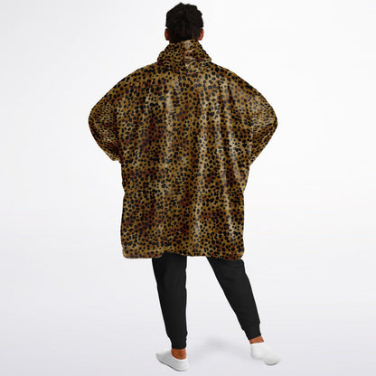 Unisex Cute leopard Print Snug Hoodie,Printed Hooded Blanket with Sleeves, Lounge Wear, All Over Print Hoodie, Birthday Gift,Christmas Gifts