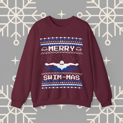 Merry Swim-mas Ugly Christmas , Swimming Christmas Sweatshirt, Funny Christmas Jumper, Gift for Swimmer, Swim Shirt for Men