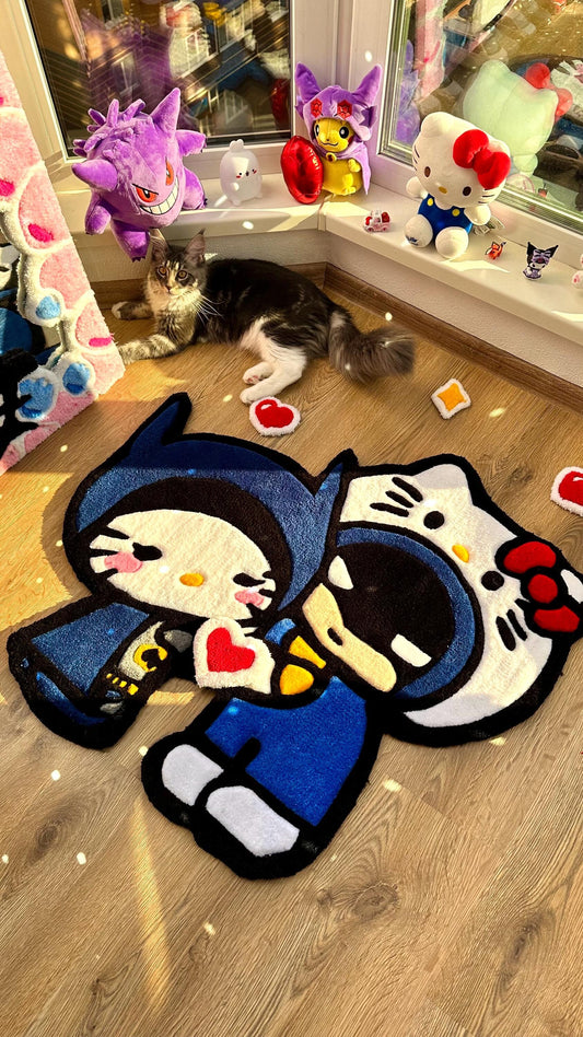 Kitty Rug – Puffy 3D Tufted Custom Carpet, Kawaii Anime Decor, Cute Handmade Rug for Girls Room, Bedroom or Gift Idea