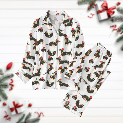 Christmas Dachshund Pajamas Set, Dog Christmas Lights Shirt, Wiener Dog Holiday Pajamas, Dog Mom Gift, Pet Lover Xmas Pajamas Pants