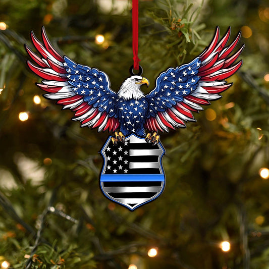 Police Eagle Flat 2D Ornament, Police Rearview Mirror Car Accessories, Thin Blue Line Ornament, Police Officer Gift for Husband, Dad, Son