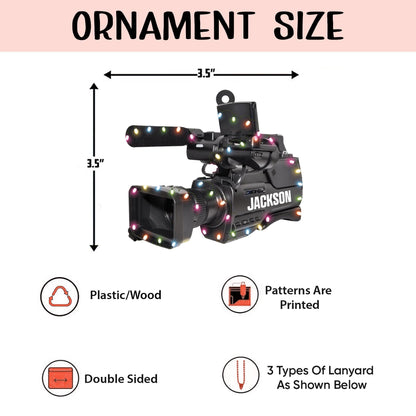 Personalized Professional Video Camera Camcorder 2D Flat Ornament, Video cameral Ornament Decor, Custom Angel Video camera Ornament Gift