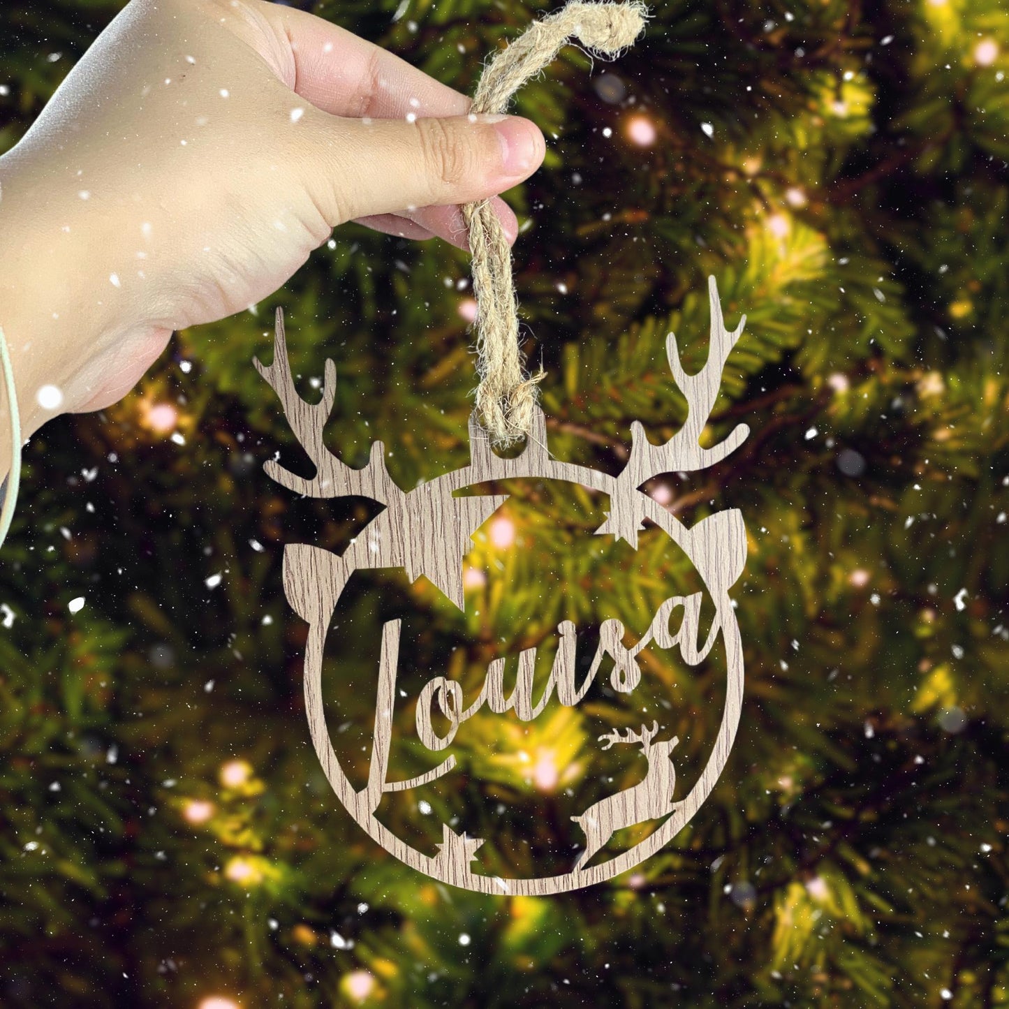 Personalized Wood Christmas Ornament: Laser Cut Name Bauble