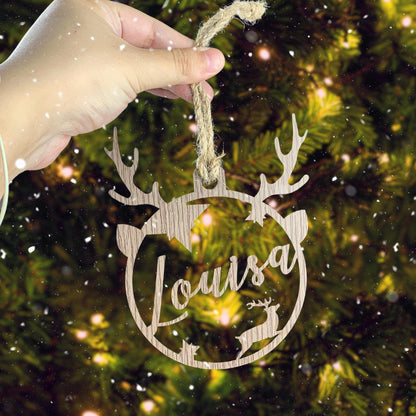 Personalized Wood Christmas Ornament: Laser Cut Name Bauble