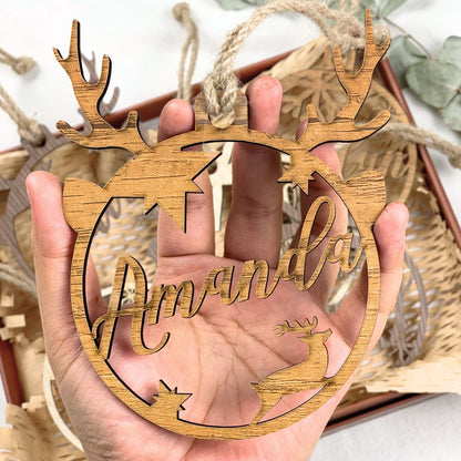 Personalized Wood Christmas Ornament: Laser Cut Xmas Decor