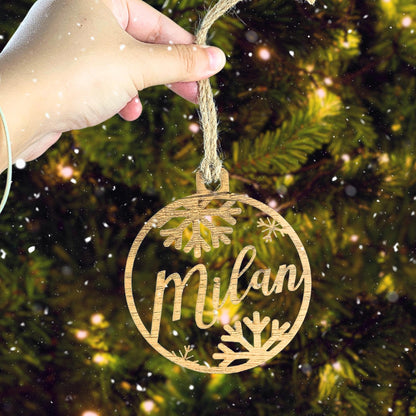 Personalized Wood Christmas Ornament: Laser Cut Xmas Bauble