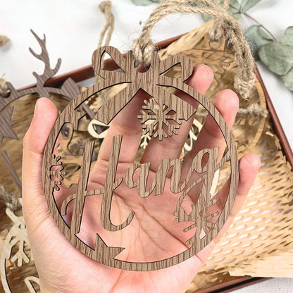 Personalized Wood Christmas Ornament: Laser Cut Xmas Decor