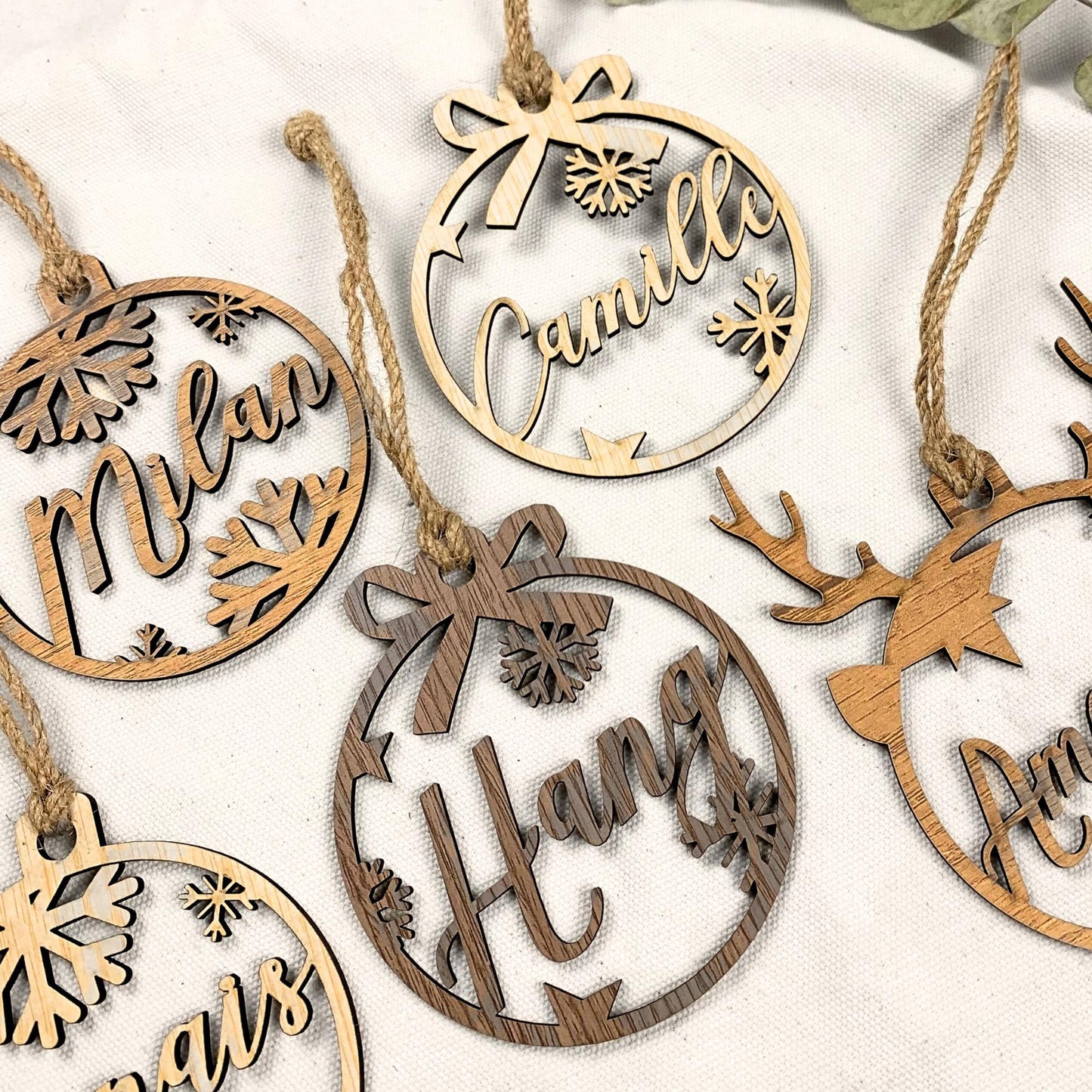 Personalized Wood Christmas Ornament: Laser Cut Name Bauble