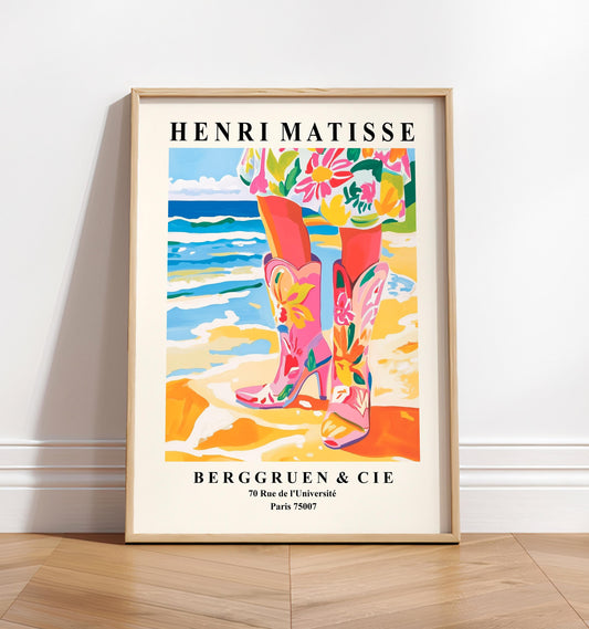 Coastal Cowgirl Art Print: Matisse Style Beach Decor