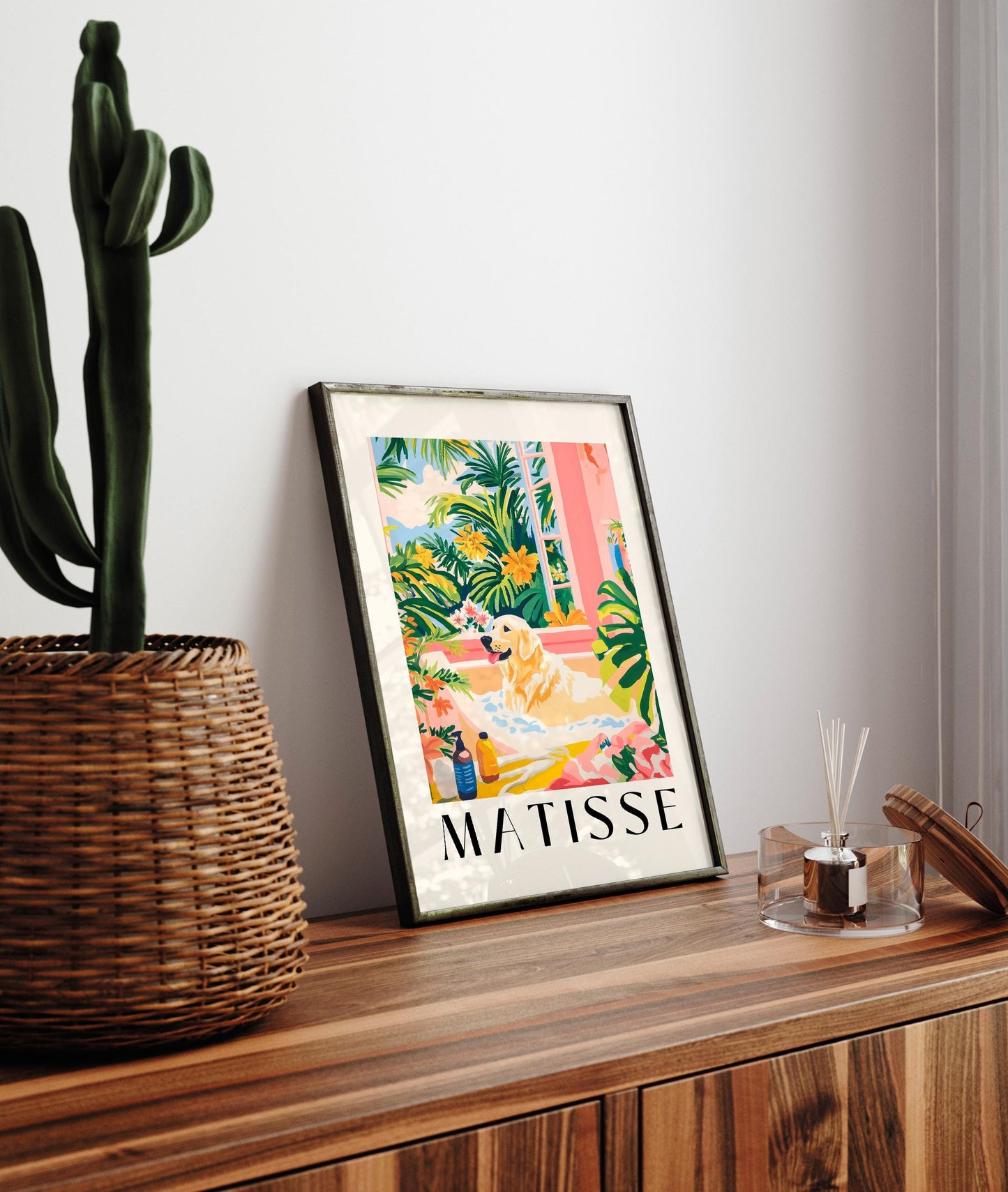 Matisse Style Labrador Art Print: Maximalist Bathroom Decor
