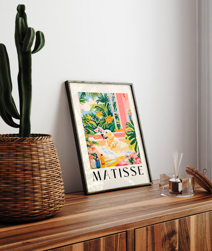 Matisse Style Labrador Art Print: Maximalist Bathroom Decor
