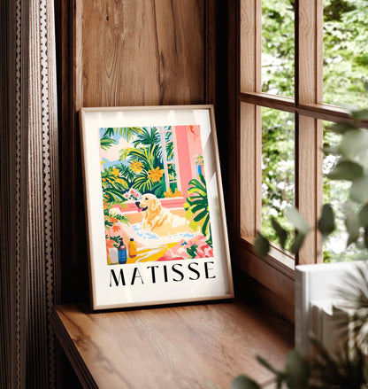 Matisse Style Labrador Art Print: Maximalist Bathroom Decor