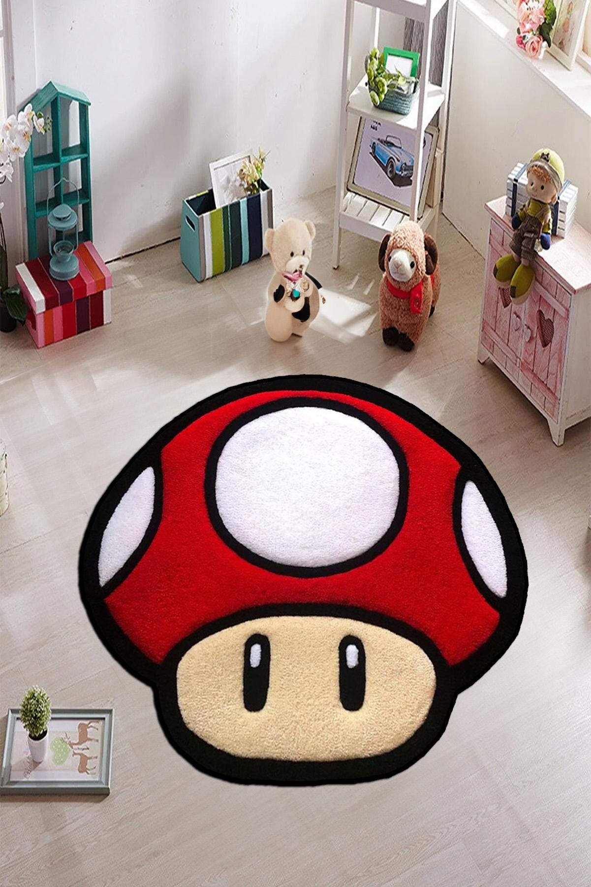 Psychedelic mushroom rug, red mushroom rug, toad rug, mushroom rug, gaming room decor, mushroom rug,custom rug,Halloween gift,Christmas gift