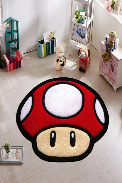Psychedelic mushroom rug, red mushroom rug, toad rug, mushroom rug, gaming room decor, mushroom rug,custom rug,Halloween gift,Christmas gift