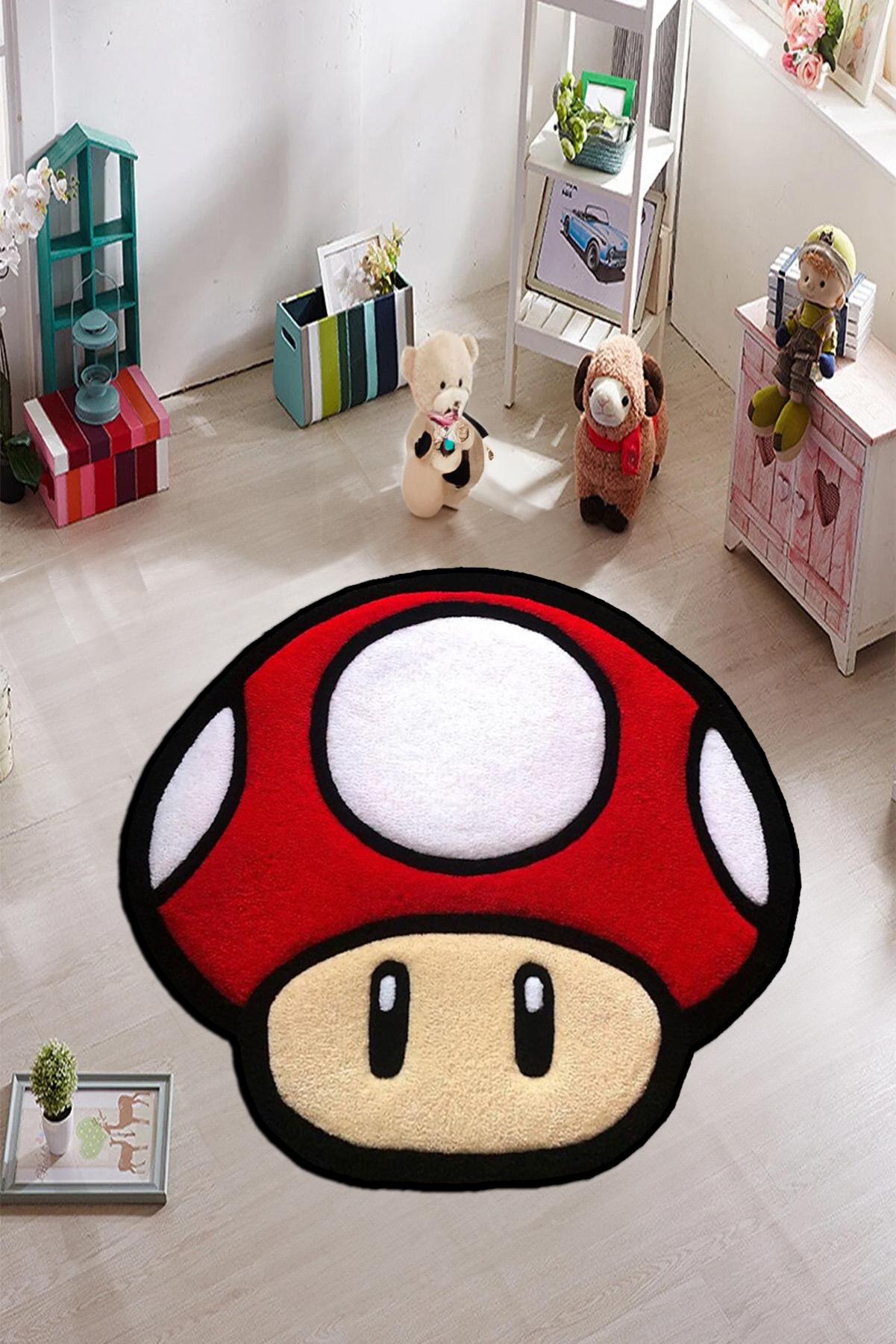 Psychedelic mushroom rug, red mushroom rug, toad rug, mushroom rug, gaming room decor, mushroom rug,custom rug,Halloween gift,Christmas gift