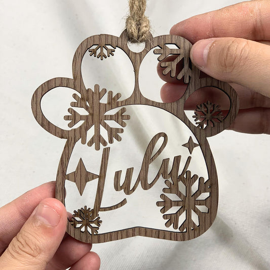 Personalized Wood Christmas Ornament: Laser Cut Xmas Decor