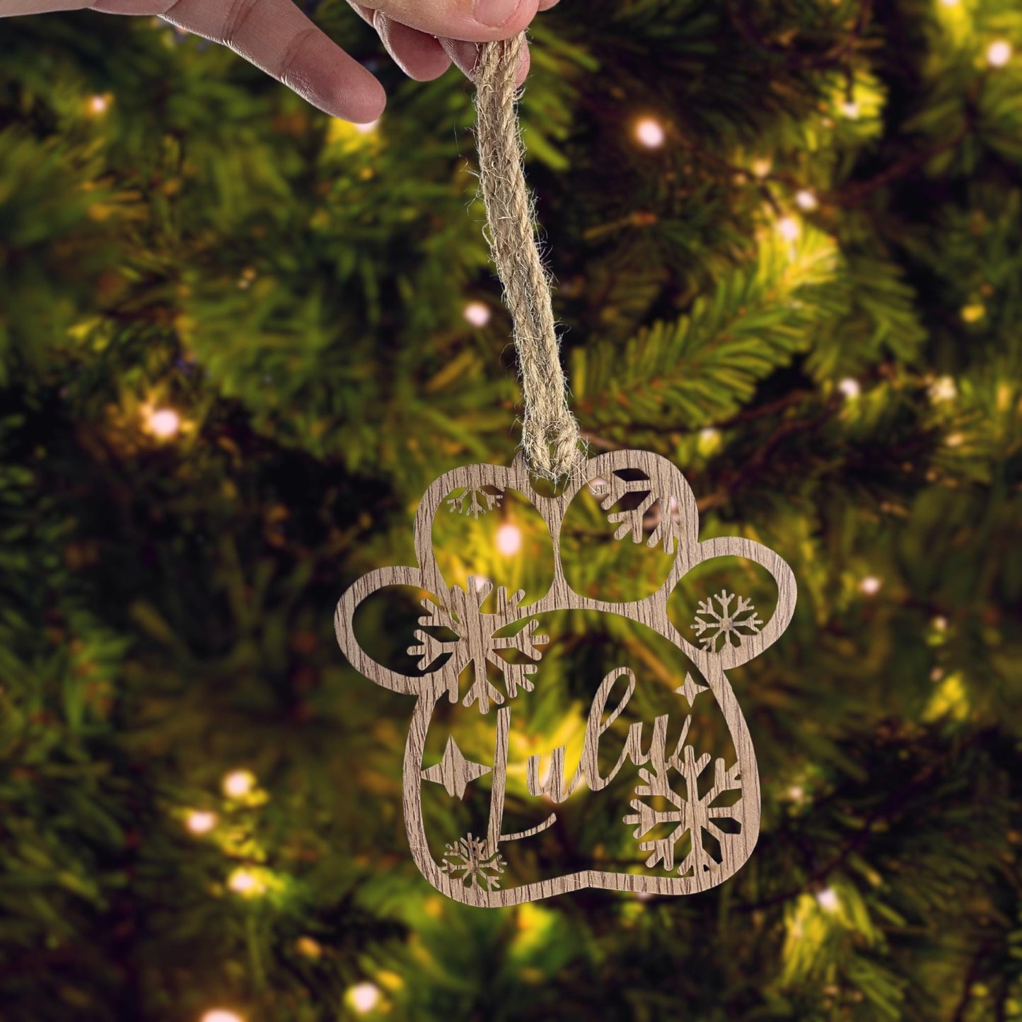 Personalized Wood Christmas Ornament: Laser Cut Xmas Decor