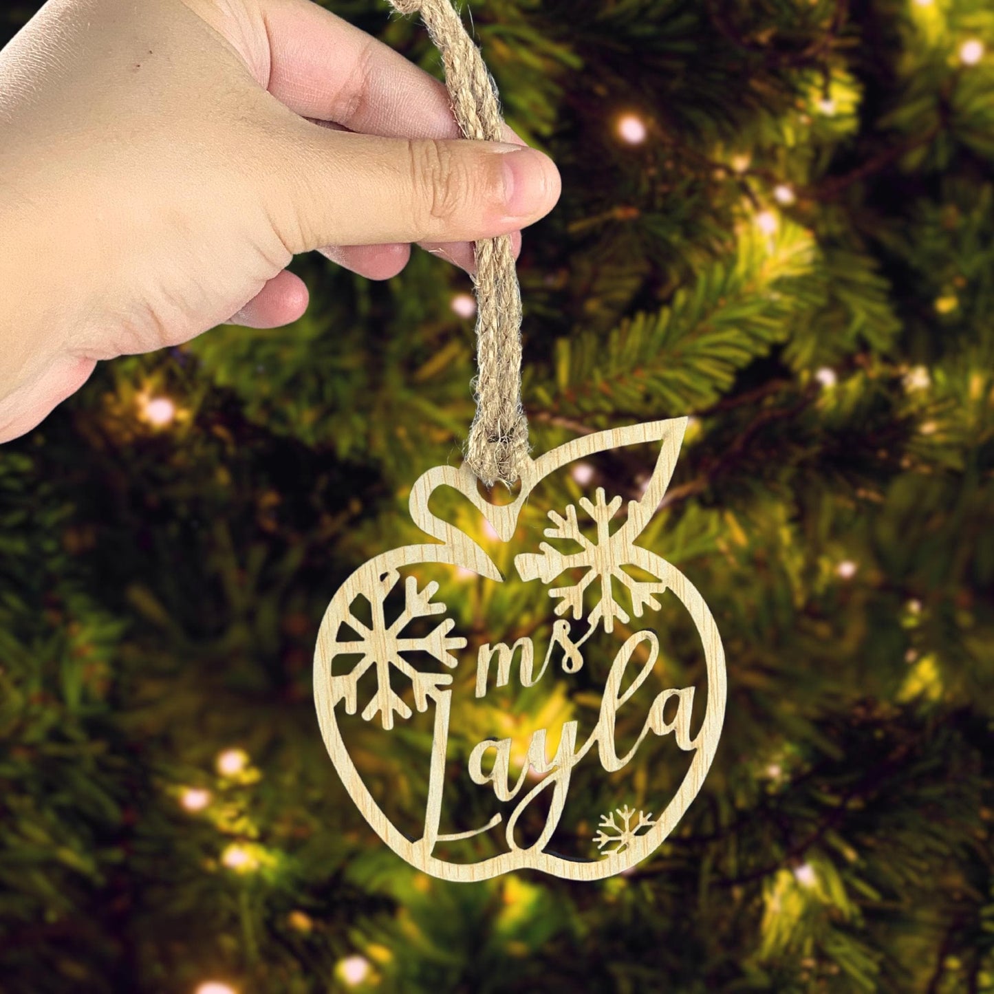 Personalized Plywood Christmas Ornament: Laser Cut Wood Xmas Decor