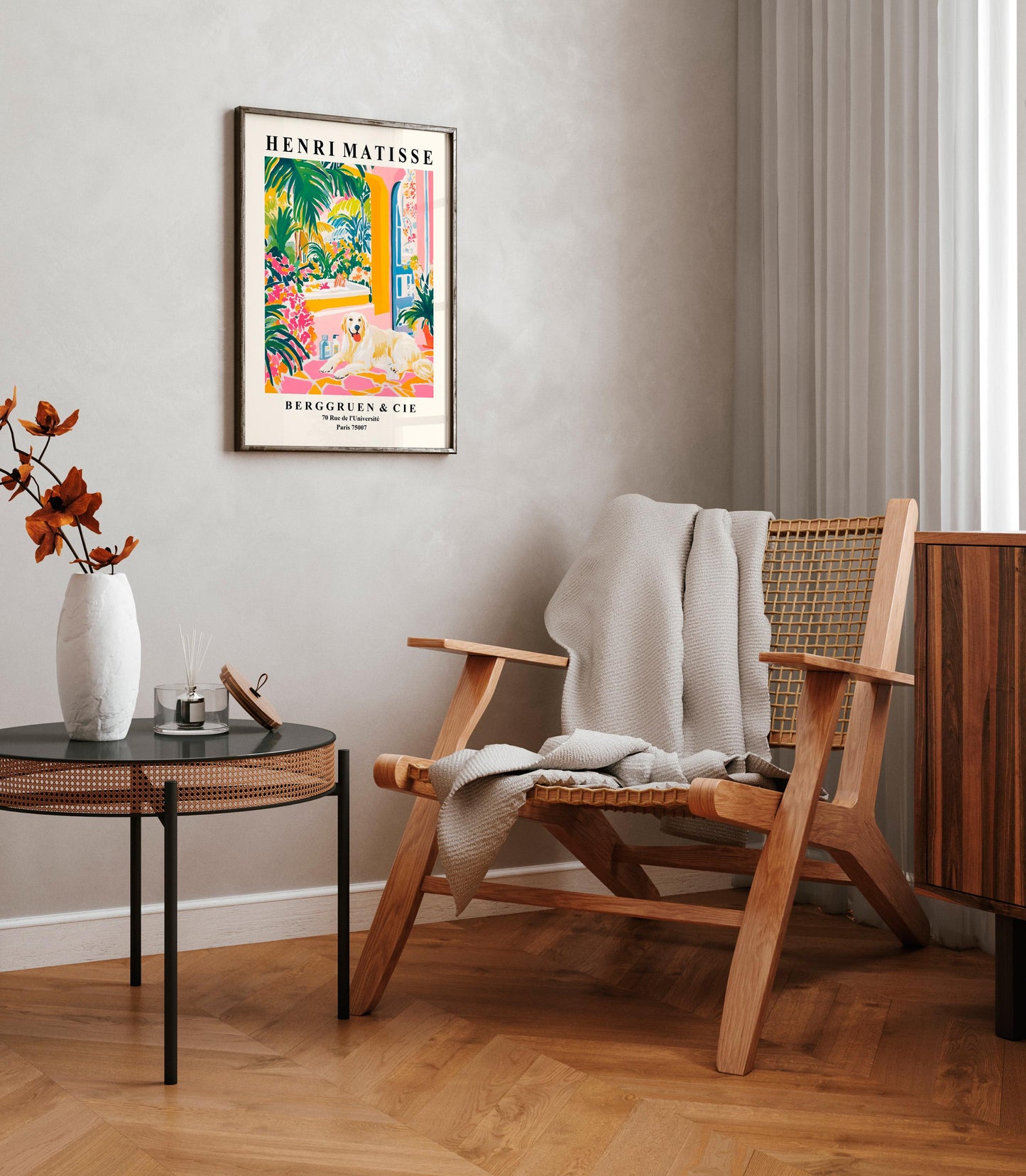 Great Pyrenees art print, Funny bathroom wall art, Dog art print, Matisse print for dog lovers, Pink dopamine decor