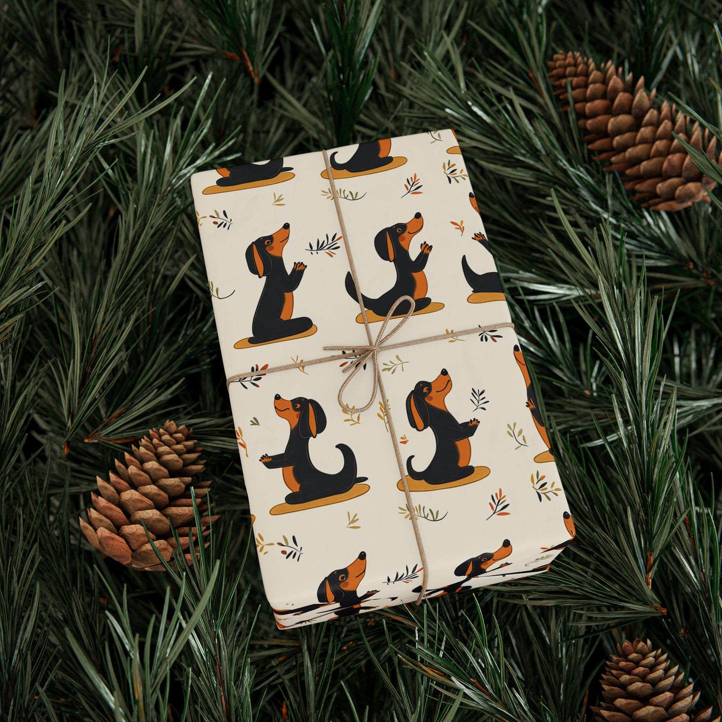 Christmas Dachshund Yoga Wrapping Paper: Funny Dog Mom Gift