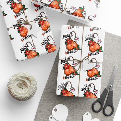 Christmas Wrapping Papers Jingle Balls Holiday Gift Wrap, Funny Gift Wrap, Gag Gift Wrap, Gift For Him, White Elephant Gift