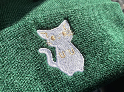 Custom CAT Beanie, Embroidered Personalized Name Cute Kitten Winter hat, Comfy Cold Weather Wear, Great Gift Present for Cat Lovers