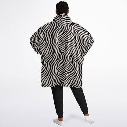 Unisex Cute y2k Zebra Print Snug Hoodie,Printed Hooded Blanket with Sleeves,Lounge Wear,All Over Print Hoodie, Birthday Gift,Christmas Gifts
