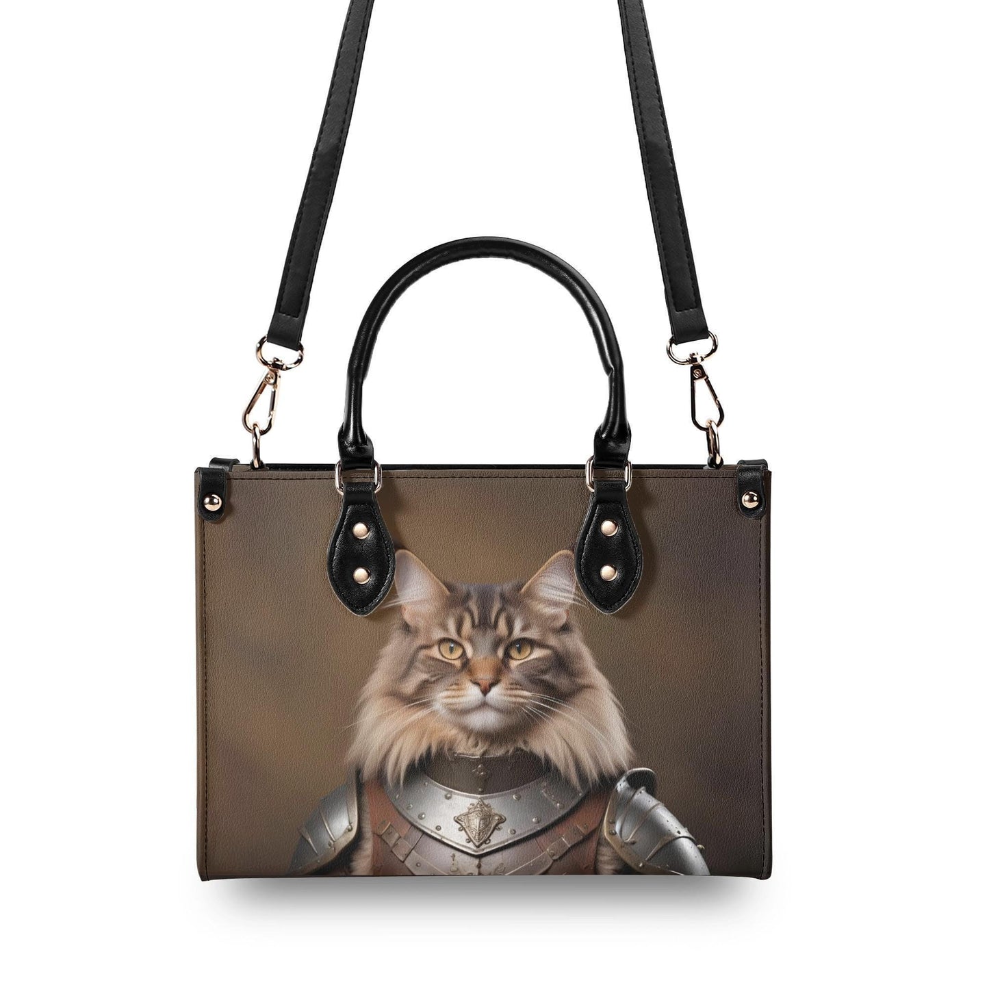 Medieval Knight Cat Bag Cute Crossbody Bag Unique Purse Cute Purse, Luxury Bag Vegan Leather Bags Printed Designer Bag