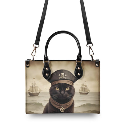 Pirate Cat Crossbody Bag - Unique Vegan Leather Purse, Designer Gift for Cat Lovers