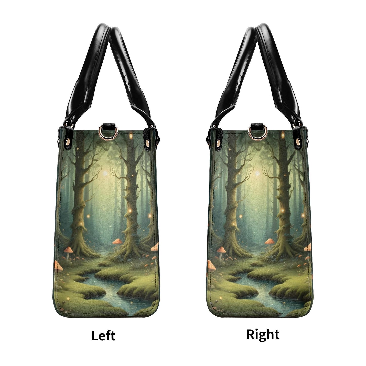 Sunlit Forest with Dappled Mushrooms Bag Cute Crossbody Bag Unique Purse Cute Purse, Luxury Bag Vegan Leather Bags Printed Designer Bag