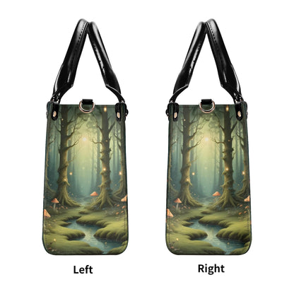 Sunlit Forest with Dappled Mushrooms Bag Cute Crossbody Bag Unique Purse Cute Purse, Luxury Bag Vegan Leather Bags Printed Designer Bag