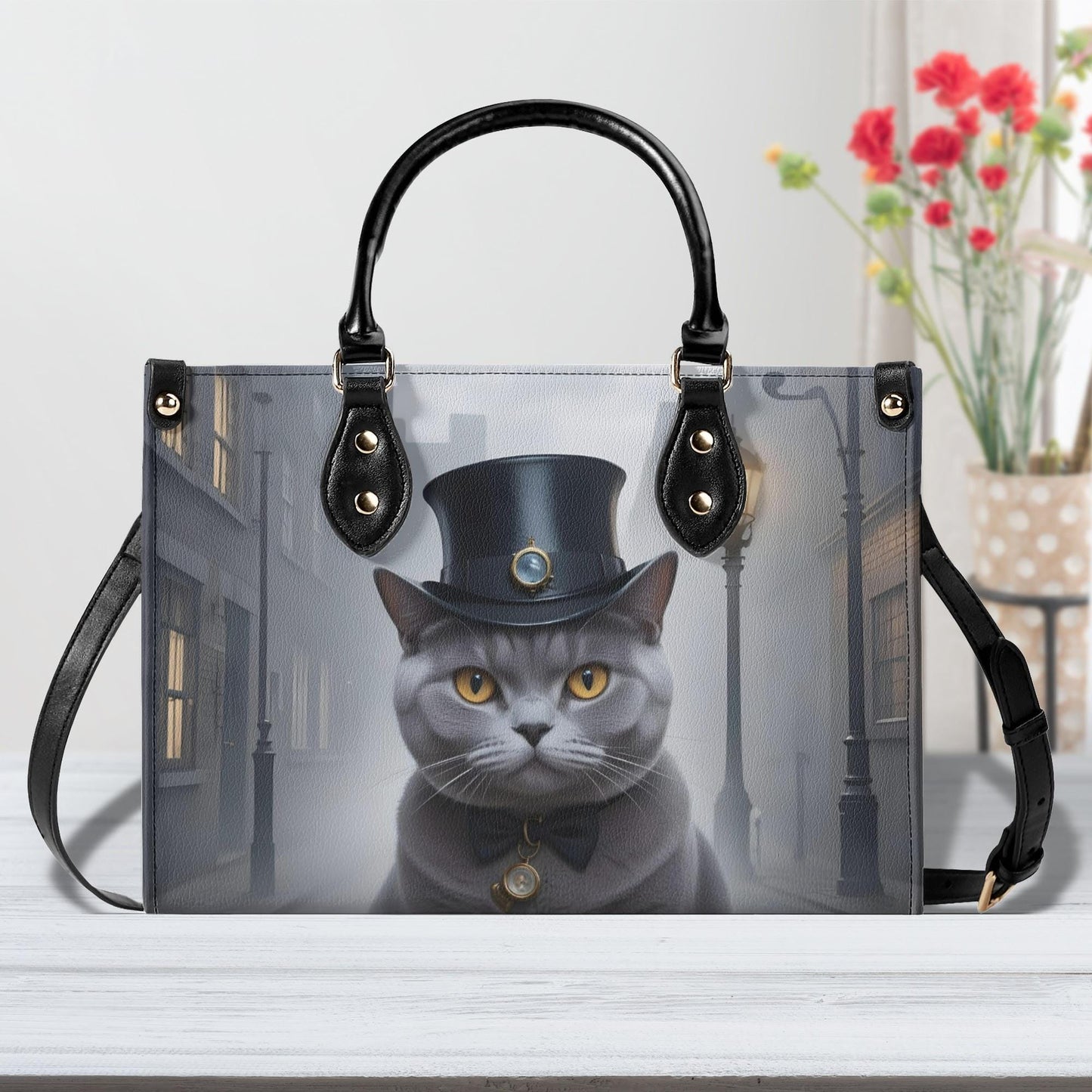 Sherlock Cat Bag Cute Crossbody Bag Unique Purse Cute Purse, Luxury Bag Vegan Leather Bags Printed Designer Bag