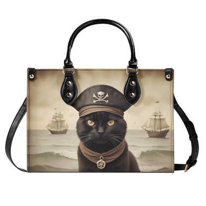 Pirate Cat Crossbody Bag - Unique Vegan Leather Purse, Designer Gift for Cat Lovers