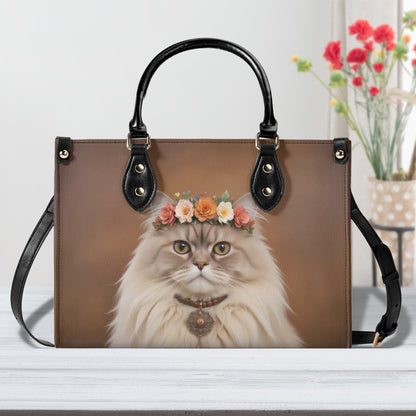 Bohemian Princess Cat Crossbody Bag - Nature-Inspired Vegan Leather Purse, Unique Gift for Cat Lovers