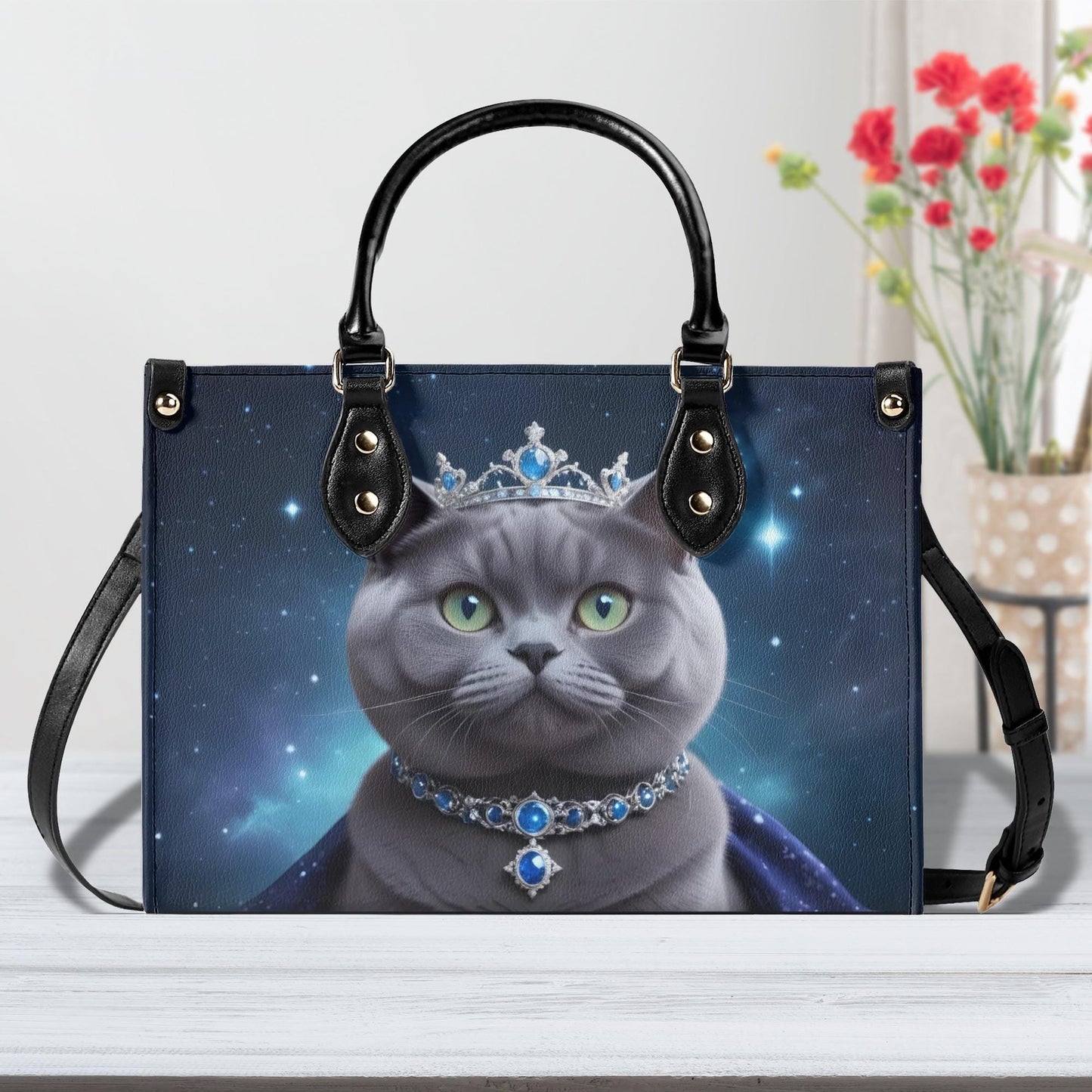 Galactic Countess Cat Bag Cute Crossbody Bag Unique Purse Cute Purse, Luxury Bag Vegan Leather Bags Printed Designer Bag