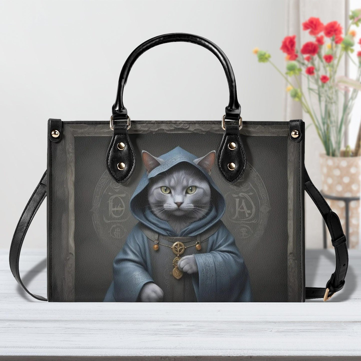 Medieval Alchemist Cat Bag Cute Crossbody Bag Unique Purse Cute Purse, Luxury Bag Vegan Leather Bags Printed Designer Bag