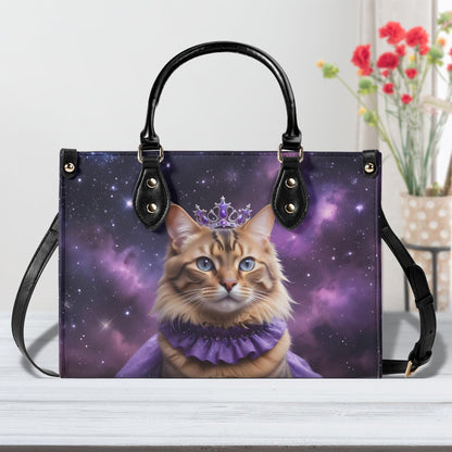 Nebula Queen Cat Crossbody Bag - Celestial Vegan Leather Purse, Unique Gift for Cat Lovers