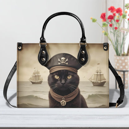 Pirate Cat Crossbody Bag - Unique Vegan Leather Purse, Designer Gift for Cat Lovers