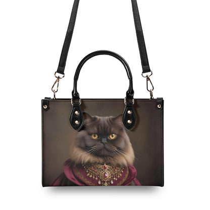 Baroness Cat of Burgundy Crossbody Bag - Vegan Leather Designer Purse, Luxury Cat Lover Gift for Women