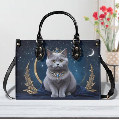 Astral Marquise Cat Crossbody Bag - Vegan Leather Designer Purse, Celestial Gift for Cat Lovers