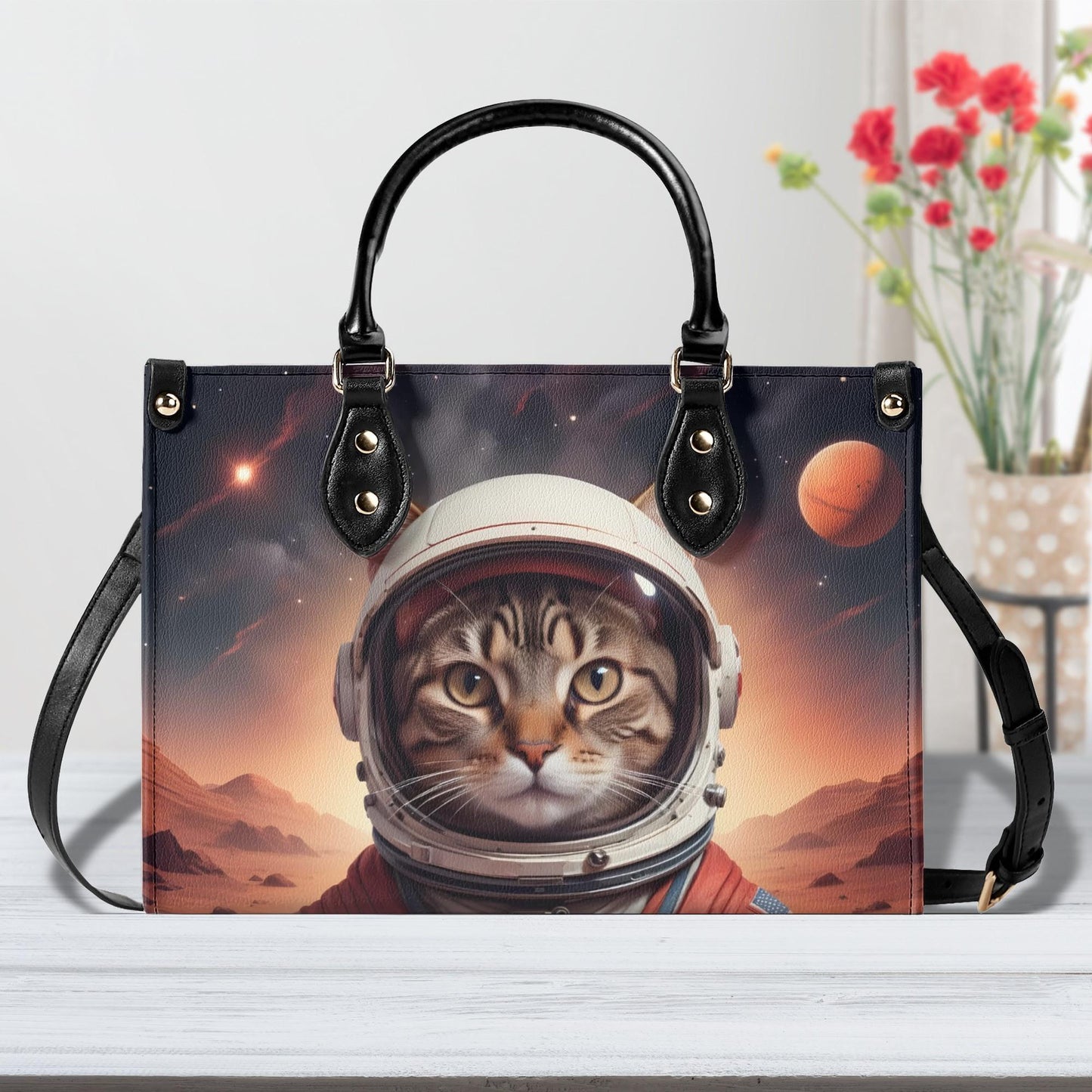 Astronaut Cat Bag Cute Crossbody Bag Unique Purse Cute Purse, Luxury Bag Vegan Leather Bags Printed Designer Bag