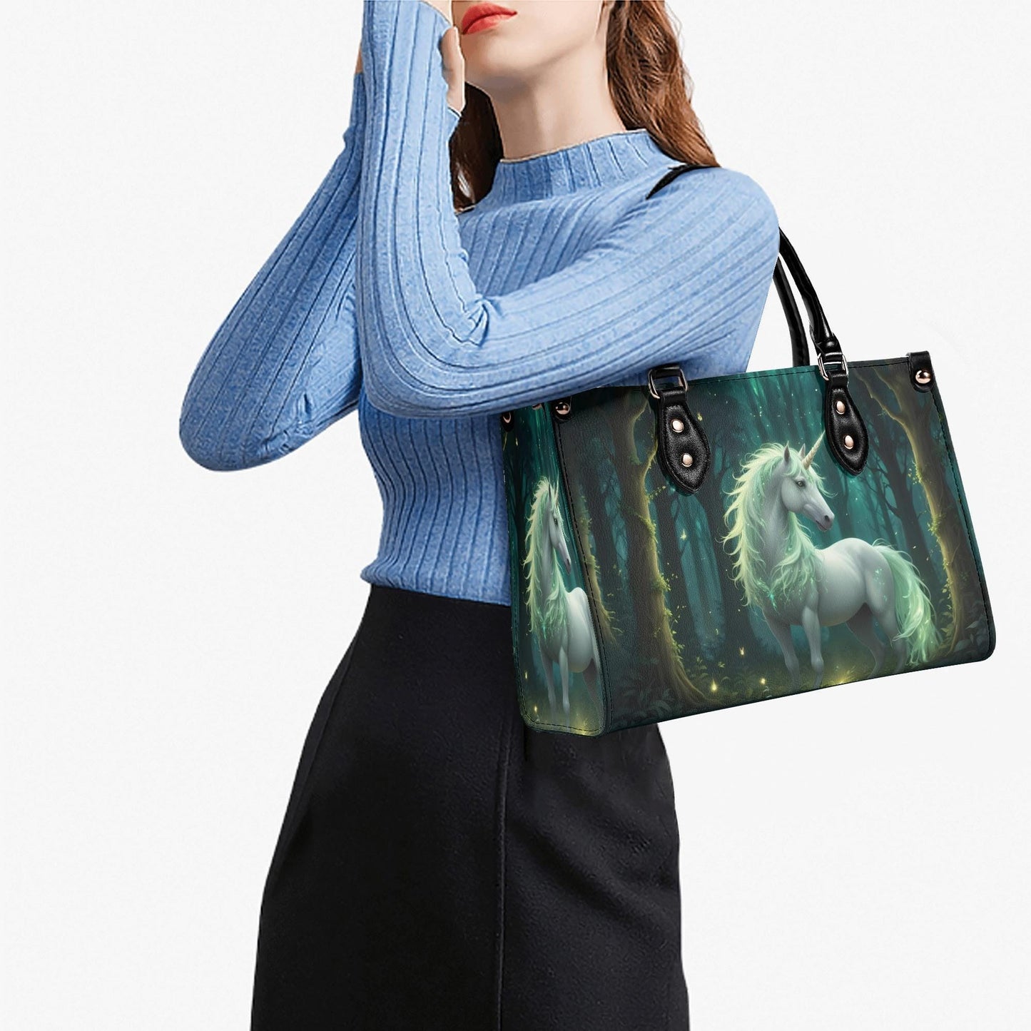 Forest Guardian Unicorn Crossbody Bag - Mystical Vegan Leather Designer Purse, Unique Gift for Women