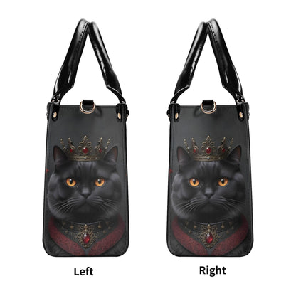 Gothic Monarch Cat Crossbody Bag - Vegan Leather Designer Purse, Unique Gift for Women