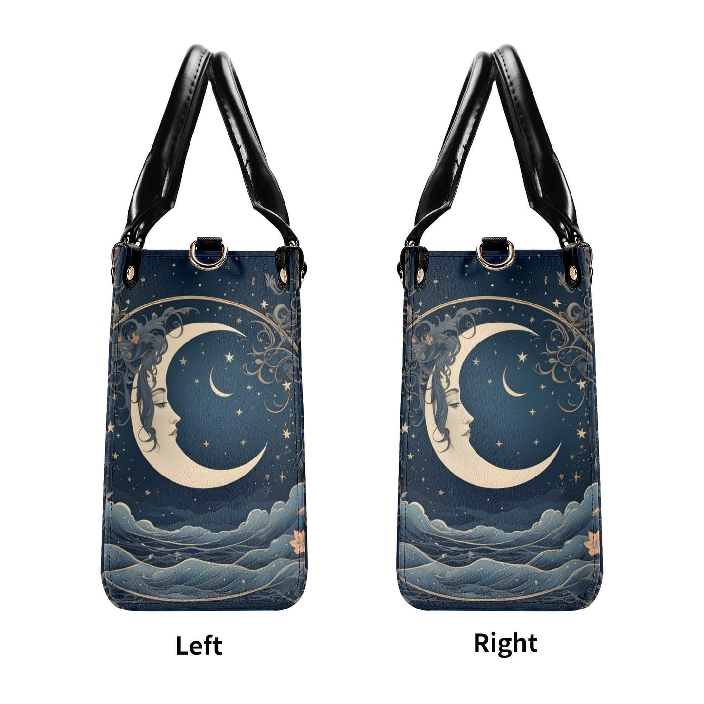Moon Design Crossbody Bag - Unique Vegan Leather Purse, Mystical Gift for Women