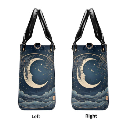 Moon Design Crossbody Bag - Unique Vegan Leather Purse, Mystical Gift for Women