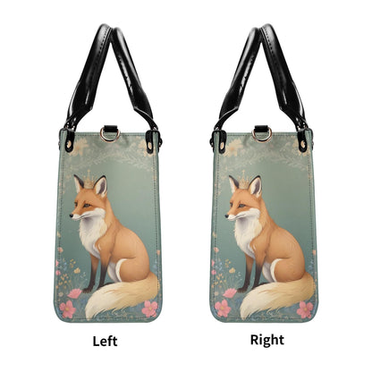 Curious Fox with Wildflowers Crossbody Bag - Vegan Leather Purse, Unique Nature-Inspired Gift for Women