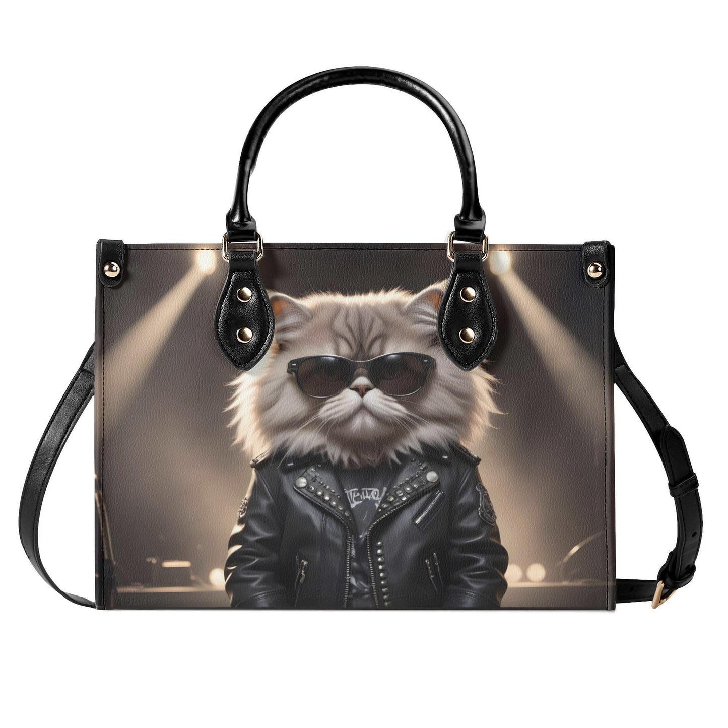 Rockstar Cat Bag Cute Crossbody Bag Unique Purse Cute Purse, Luxury Bag Vegan Leather Bags Printed Designer Bag