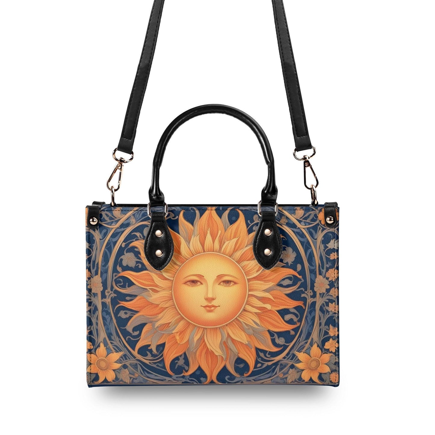 Sun Design Crossbody Bag - Unique Vegan Leather Purse, Luxury Nature-Inspired Gift for Women
